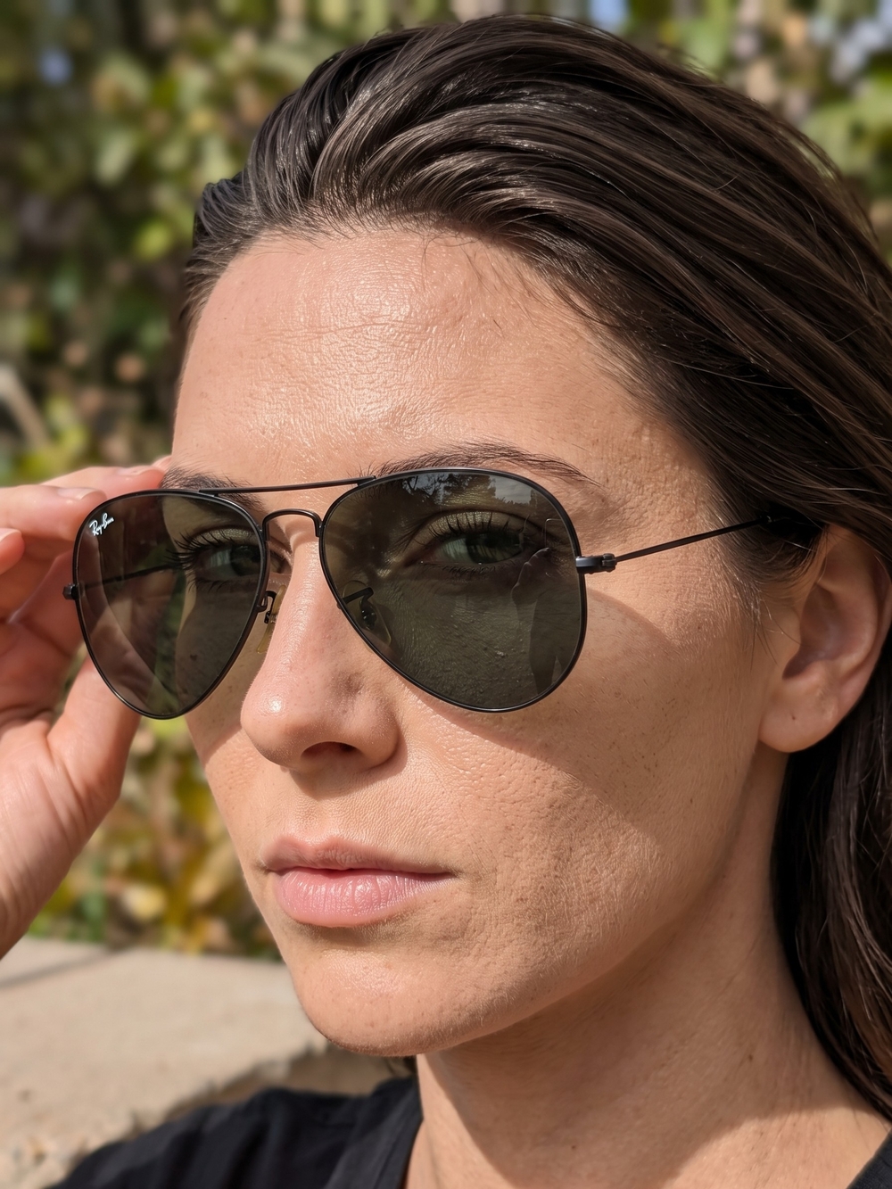 Vintage Bausch & Lomb Ray-Ban Black Aviator Sunglasses Retro 80s 90s Grunge
